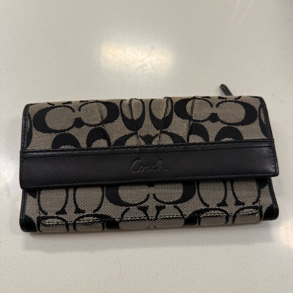 Vintage Coach Signature Jacquard Print  Wallet Credit Card Holder Wallet - Picture 1 of 6